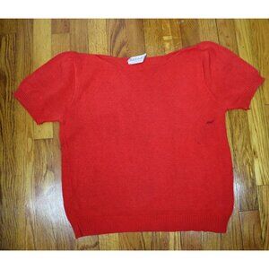 VINTAGE WOMEN'S SHORT SLEEVE SWEATER - RED - ROBERT SCOTT LTD - SIZE L